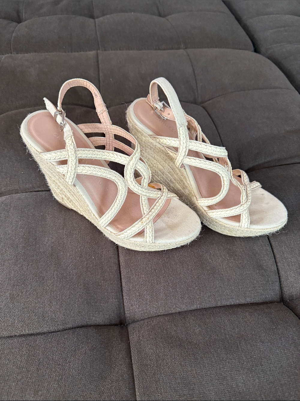 Chinese Laundry Cream Espadrille Wedge Sandals